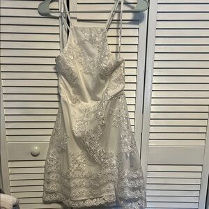 Lulu's White Floral Lace Mini Dress